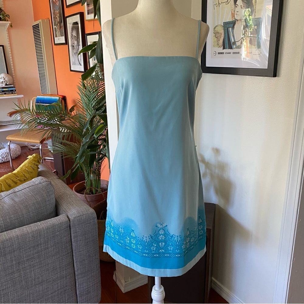 Vintage Rampage Turquoise Mini Spaghetti Strap Dress Size 9 Juniors - Picture 2 of 13